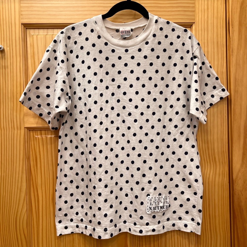 Vintage Guess black and white polka dot t-shirt